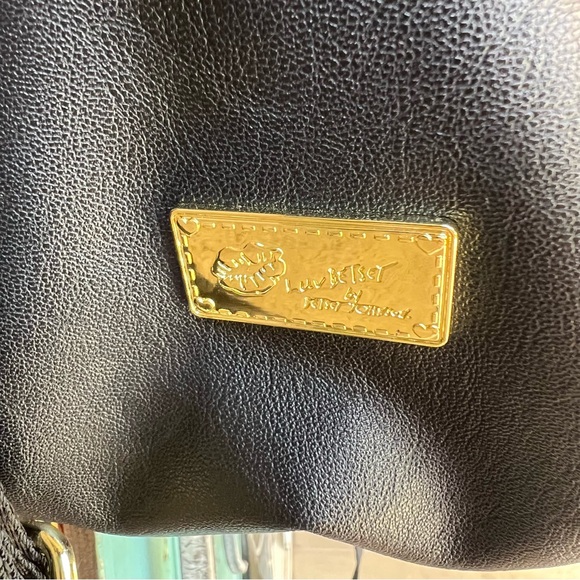 "Luv Betsey" Betsey Johnson Black Cat Mini Backpack Faux Leather Striped Lining - Picture 5 of 11